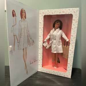 Barbie Doll in White Coat with Brown Hair